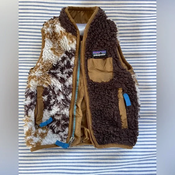 Patagonia Brown and Tan Fleece Baby Vest - Picture 2 of 3